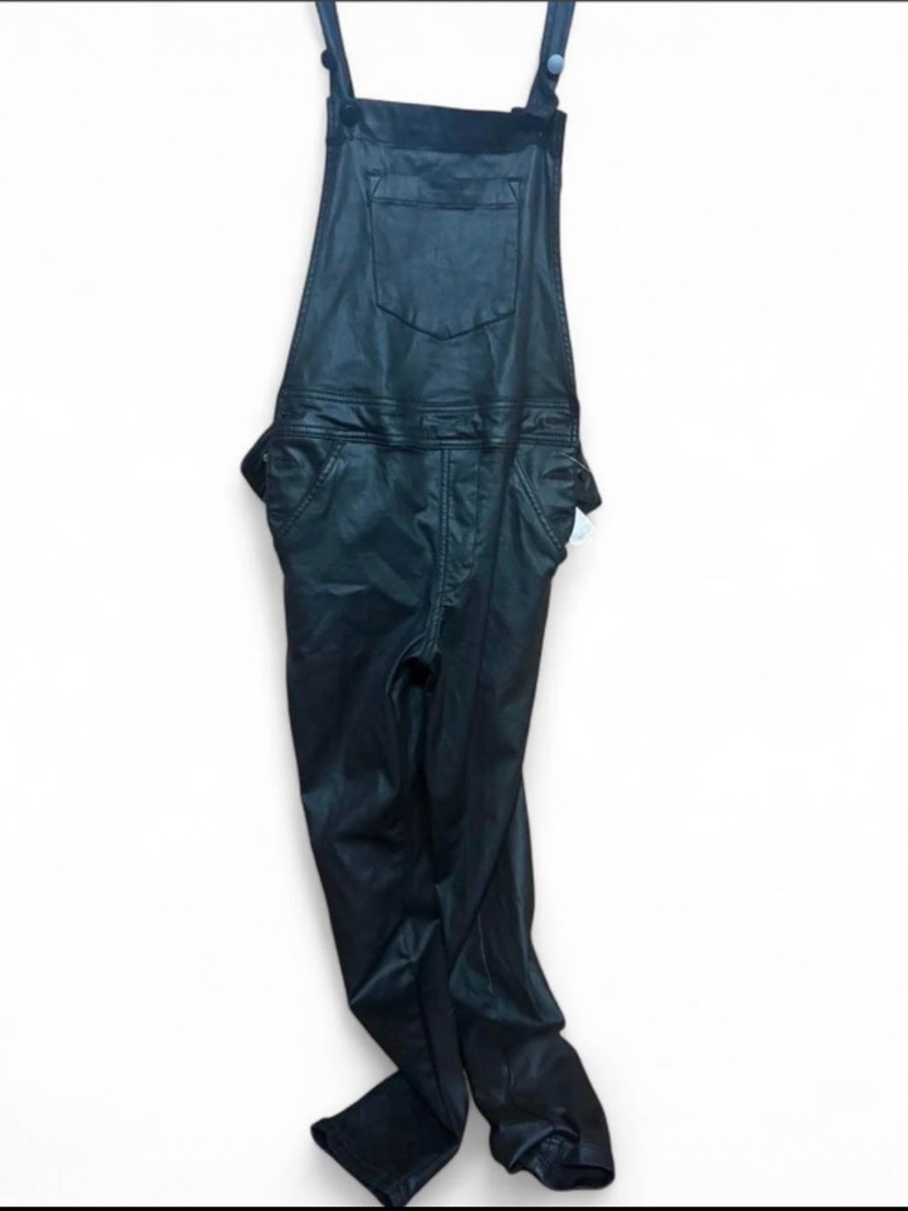 No Boundaries Black Faux Leather Overalls